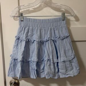 Zara Light Blue Ruffled Women's Mini Skirt with liner shorts XS